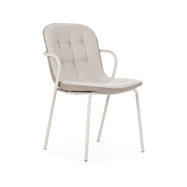 Smėlio spalvos iš audinio valgomojo kėdė su porankiais Angie – Marckeric