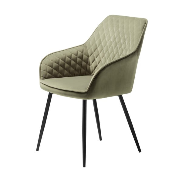 Khaki spalvos iš audinio valgomojo kėdė su porankiais Milton – Unique Furniture-image-2