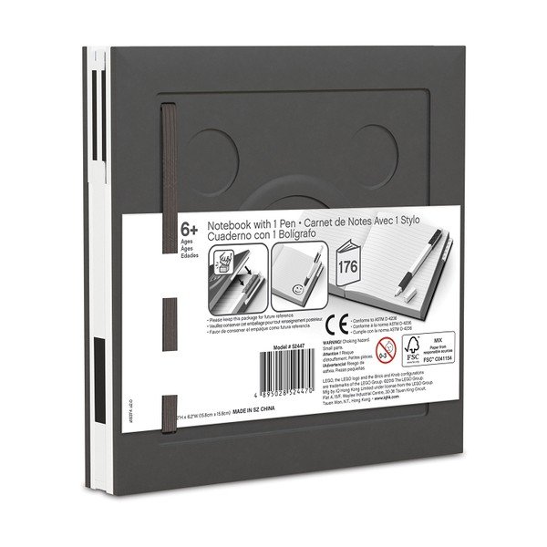 Juodas kvadratinis sąsiuvinis su geliniu rašikliu LEGO®, 15,9 x 15,9 cm-image-2