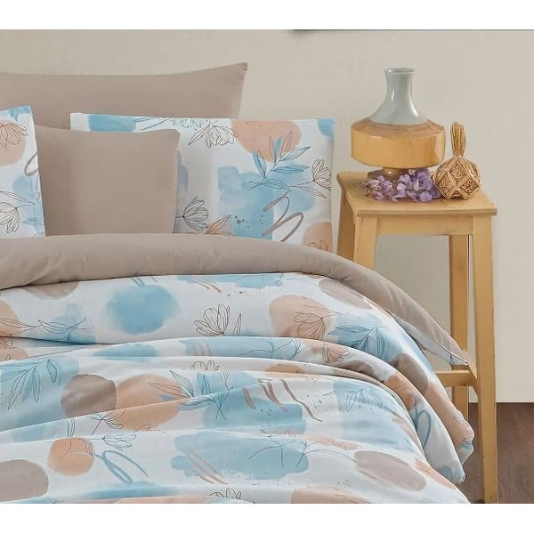 Dvigulė/itin ilga patalynė mėlynos spalvos/rudos spalvos su paklode/4 dalių 200x220 cm Magnolia – Mila Home-image-3