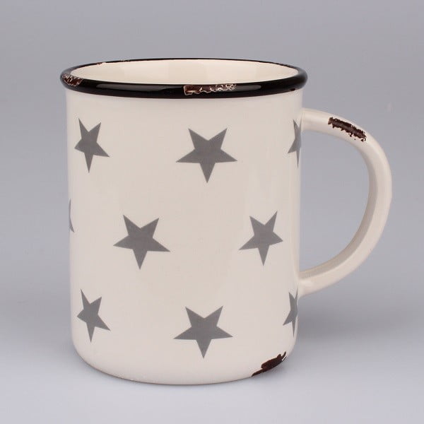 Baltas keraminis puodelis su žvaigždutėmis Dakls, 750 ml talpos