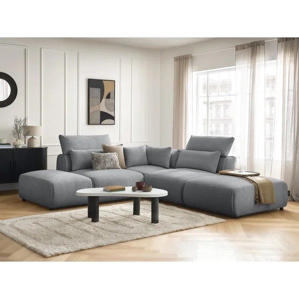 Tamsiai pilkos spalvos reguliuojama modulinė kampinė sofa Jana – Bobochic Paris-image-3