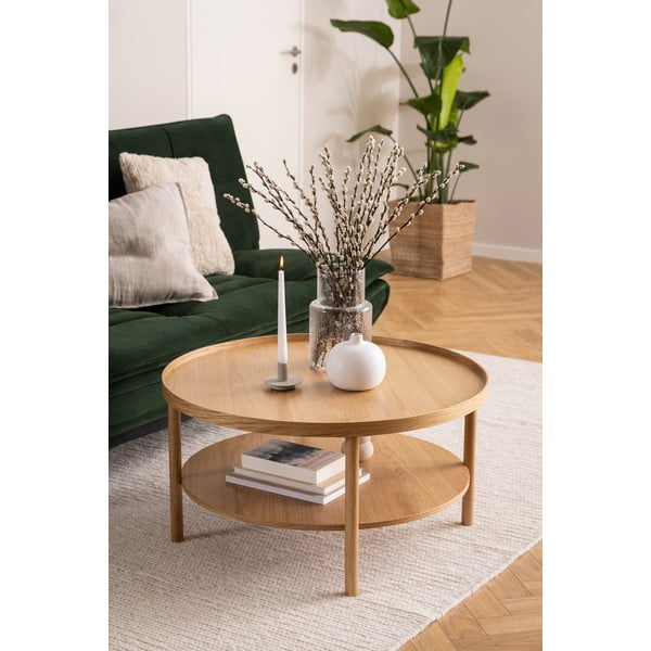 Apvalios formos kavos staliukas natūralios spalvos iš ąžuolo ø 80 cm Banbury – Actona-image-2