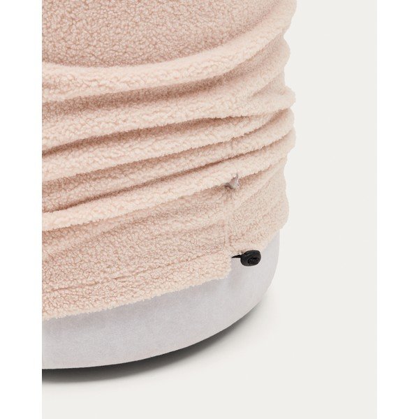 Šviesiai rožinės spalvos iš boucle pufas Kaeli – Kave Home-image-2