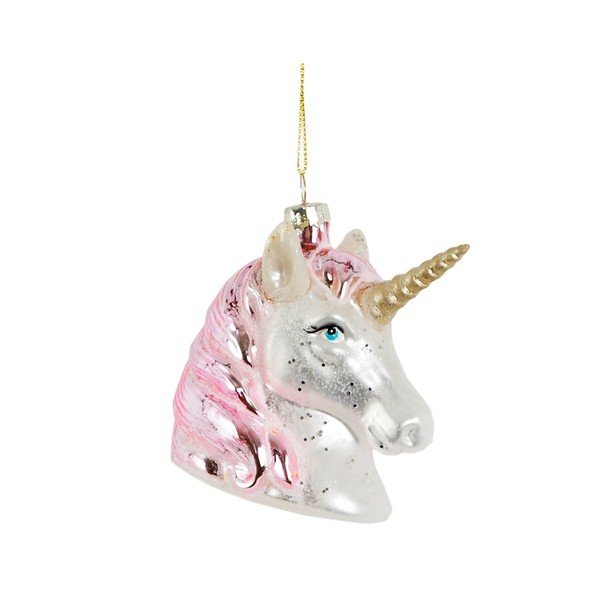 Iš stiklo rankų darbo eglutės papuošimas 9 cm Pink Shimmer Unicorn – Sass & Belle