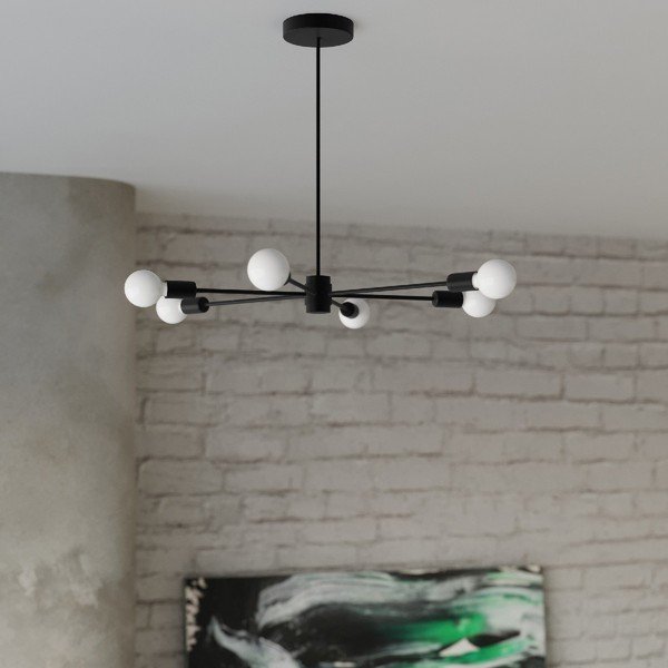 Juodos spalvos lubinis šviestuvas 66x66 cm Benedett – Sollux-image-2