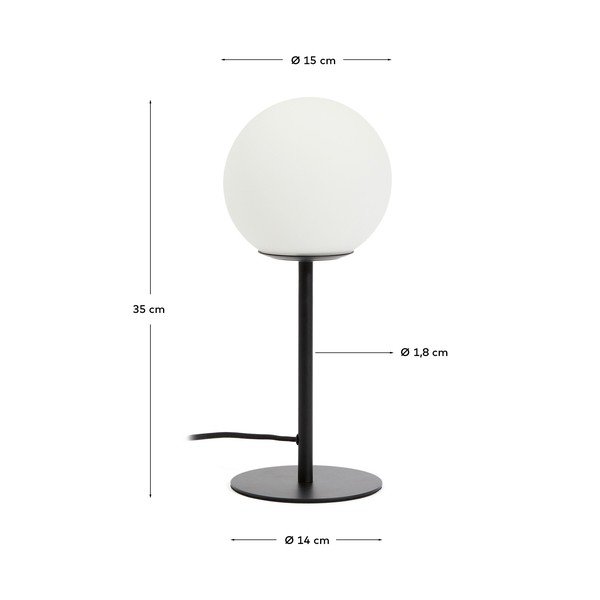 Baltos spalvos/juodos spalvos stalinis šviestuvas (aukštis 35 cm) su stiklo gaubtu Brisia – Kave Home-image-4
