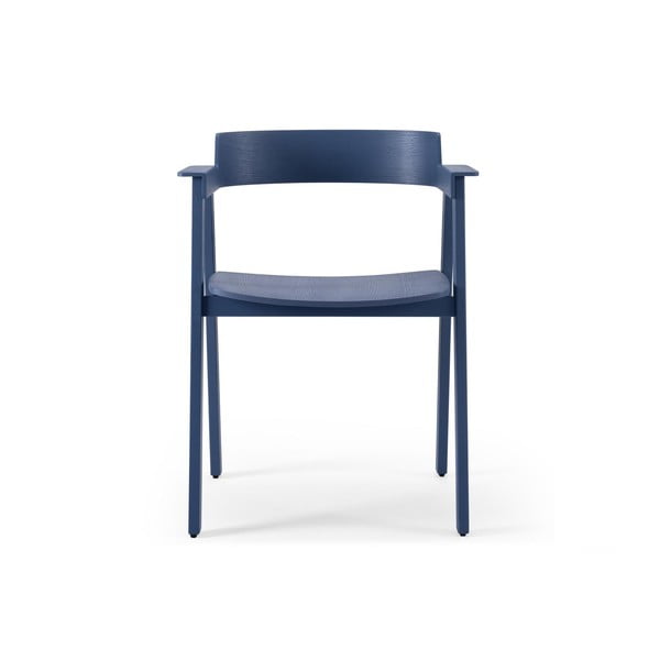 Mėlynos spalvos iš ąžuolo masyvo valgomojo kėdė su porankiais Flip – Gazzda-image-2