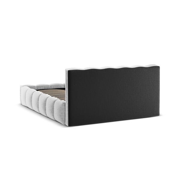 Dvigulė lova šviesiai pilkos spalvos audiniu dengta su sandėliavimo vieta su lovos grotelėmis 180x200 cm Lupine – Micadoni Home-image-4