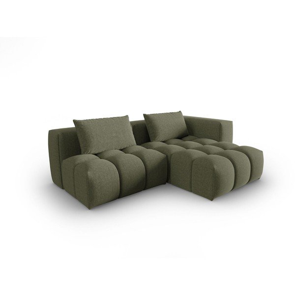 Tamsiai žalios spalvos kampinė sofa (su dešiniuoju kampu/su gultu) Verona – Cosmopolitan Design