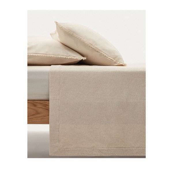 Smėlio spalvos iš medvilnės lovatiesė 240x260 cm Bedar – Kave Home-image-2