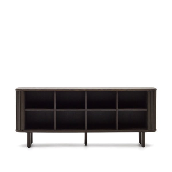 Žema šoninė spintelė tamsiai rudos spalvos iš uosio su stumdomomis durimis 180x75 cm Mailen – Kave Home-image-2