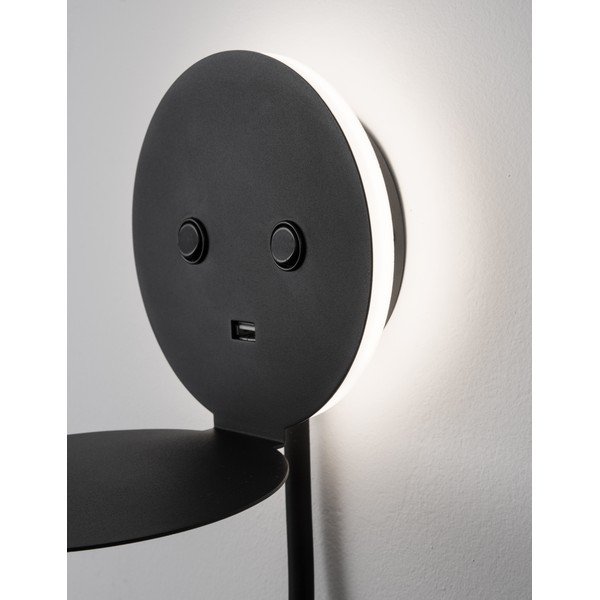 Juodos spalvos iš aliuminio sieninė lempa LED su sulankstoma konstrukcija/su USB portu Eclip – Nova Luce-image-2