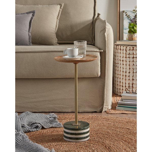 "La Forma Lleyton" apvalus 25 cm aukščio staliukas iš mango medienos-image-3