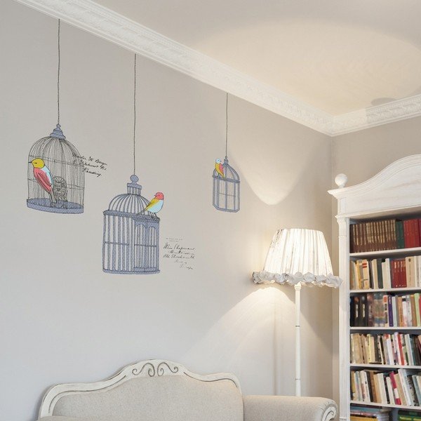 Sienų lipdukų rinkinys Ambiance Birds In Cage-image-4
