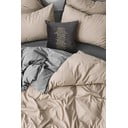 Iš ranforce medvilnės dvigulė/itin ilga patalynė pilkos spalvos/smėlio spalvos su paklode/4 dalių 200x220 cm – Mila Home