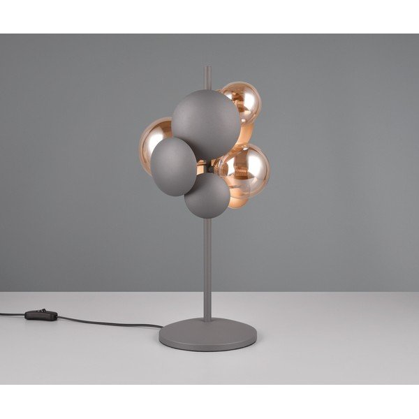 Stalinis šviestuvas pilkos spalvos/auksinės spalvos (aukštis 50 cm) su stiklo gaubtu Bubble – Trio Select-image-2