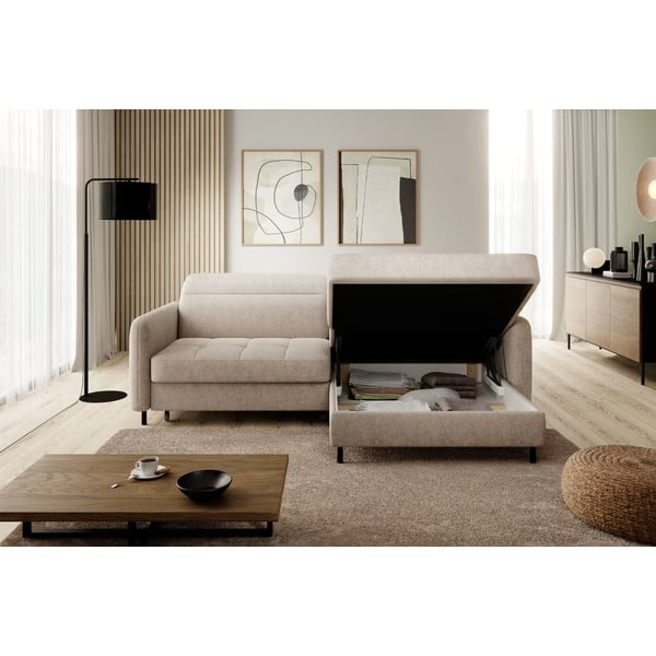 Smėlio spalvos kampinė sofa (su dešiniuoju kampu/su gultu) Gomsi – ELTAP-image-4