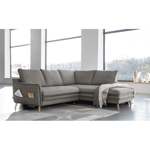 Sulankstoma kampinė sofa pilkos spalvos (su dešiniuoju kampu) Charming Charlie – Miuform-image-3