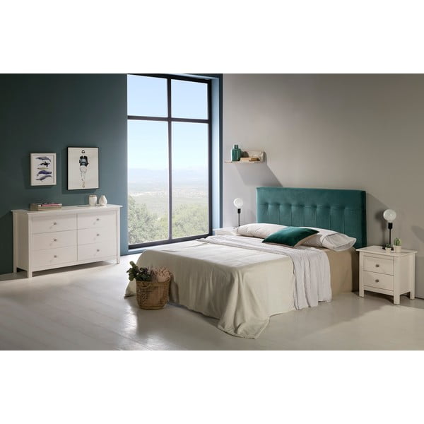 Iš pušies masyvo žema šoninė spintelė baltos spalvos 130x80 cm Berna – Marckeric-image-1