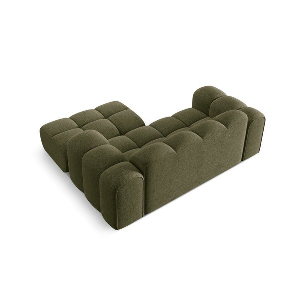 Žalios spalvos iš šenilinio audinio kampinė sofa (su dešiniuoju kampu/su gultu) Treno – Cosmopolitan Design-image-3
