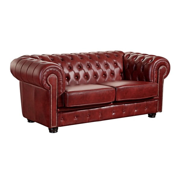 Raudona odinė sofa Max Winzer Norwin, 174 cm
