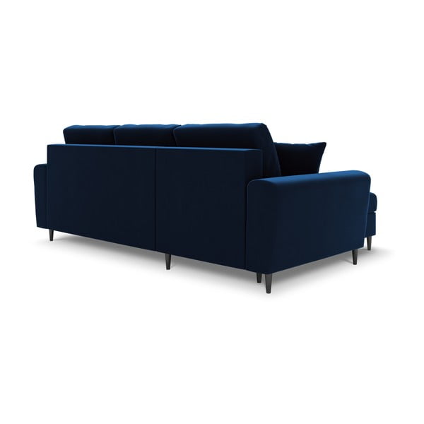 Mėlynos spalvos iš velveto sulankstoma/su sandėliavimo vieta kampinė sofa Kyoto – Cosmopolitan Design-image-3