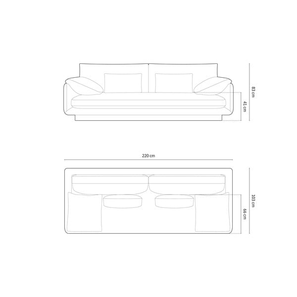 Sofa šviesiai pilkos spalvos 220 cm Torino – Micadoni Home-image-4