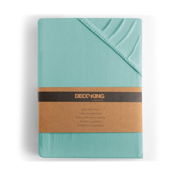 Turkio spalvos iš Jersey audinio paklodė su guma 220x200 cm Amber – Restilo-image-4