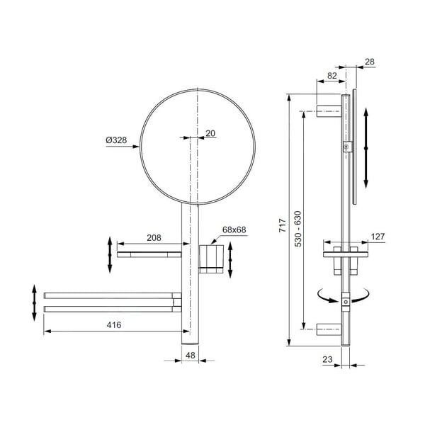 Sieninis veidrodis su lentyna/su laikikliu ø 33 cm ALU+ – Ideal Standard-image-4