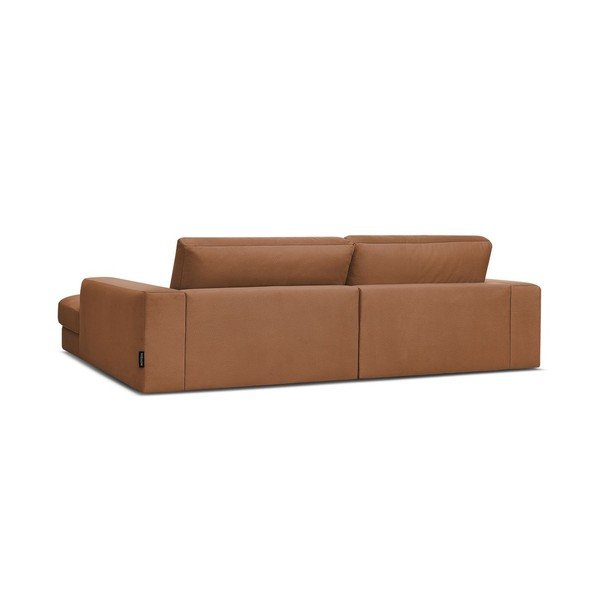 Oranžinės spalvos kampinė sofa iš velveto (su dešiniuoju kampu/su gultu) Sierra – Bobochic Paris-image-4
