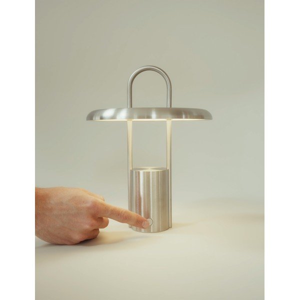 Sidabrinės spalvos iš nerūdijančio plieno stalinis šviestuvas LED su pritemdymo funkcija (aukštis 25 cm) Pier – Stelton-image-3