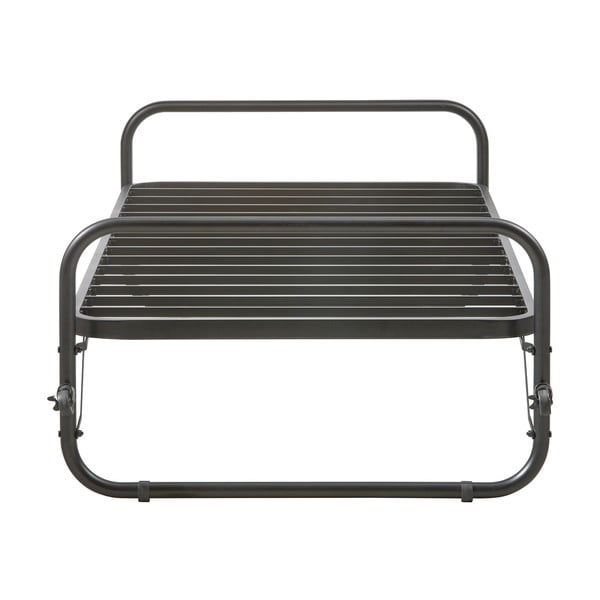 Iš metalo viengulė lova juodos spalvos sulankstoma su lovos grotelėmis 90x200 cm Lucy – WOOOD-image-2