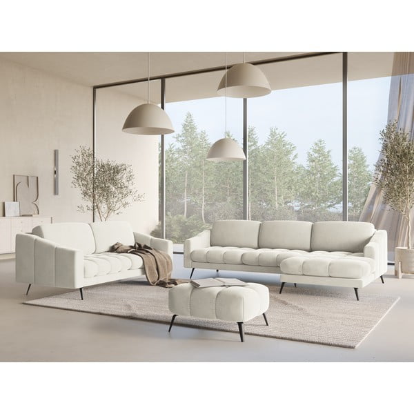 Baltos spalvos iš velveto sofa 202 cm Nalu – Makamii-image-1