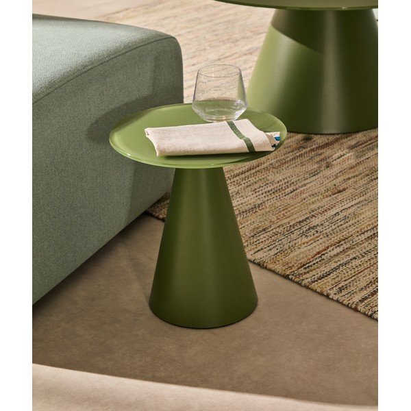 Apvalios formos šoninis stalas su stikliniu stalviršiu ø 30 cm Wilshire – Kave Home-image-1