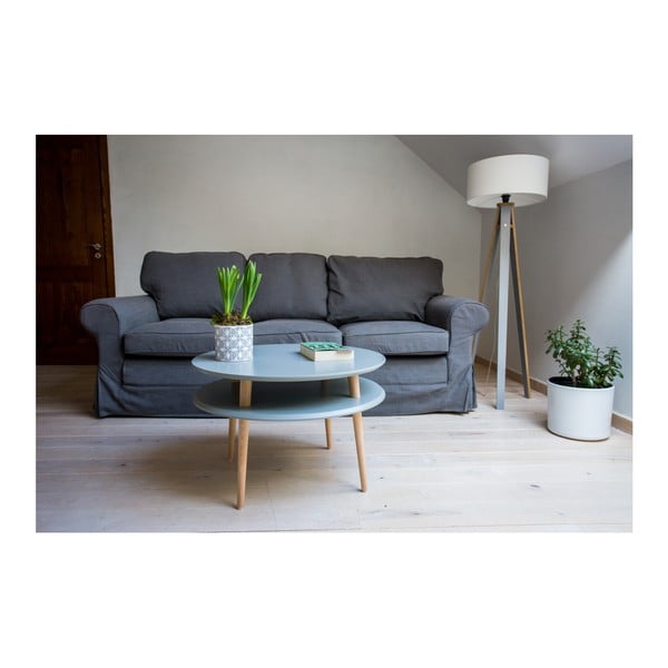 Šviesiai pilkas žurnalinis staliukas su natūraliomis kojomis Ragaba UFO, Ø 70 cm-image-4