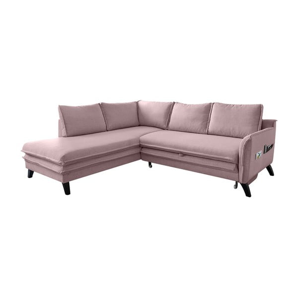 Rožinės spalvos sofa-lova Miuform Charming Charlie L, kairysis kampas