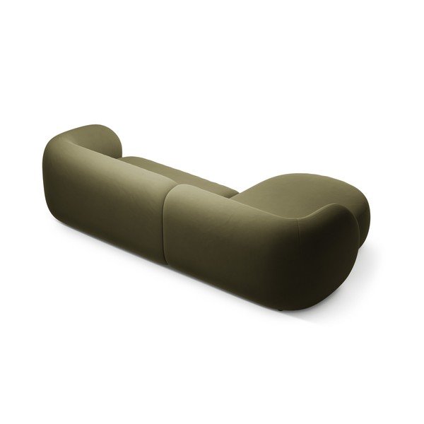 Žalios spalvos kampinė sofa iš velveto (su kairiuoju kampu/su gultu) Kate – Micadoni -image-2