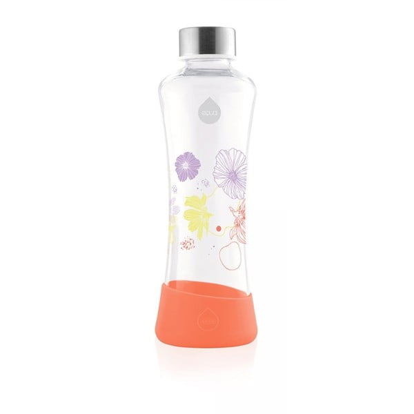 Oranžinis borosilikatinio stiklo buteliukas Equa Flowerhead Poppy, 550 ml