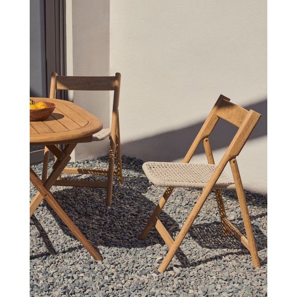 Medžio masyvo sodo kėdė baltos spalvos/natūralios spalvos Dandara – Kave Home-image-1