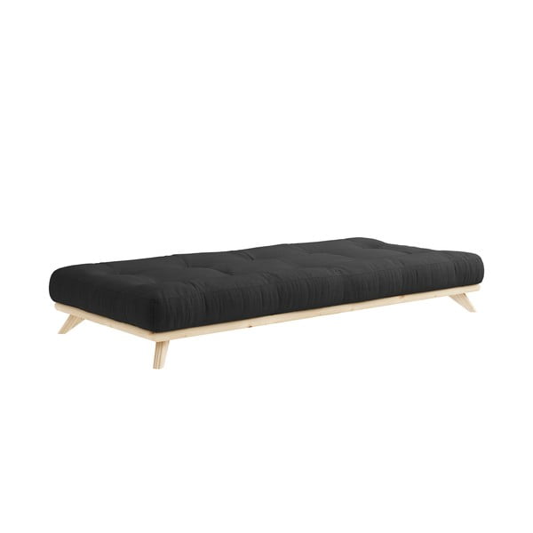Juoda medinė lova su grotelėmis 90x200 cm Senza - Karup Design
