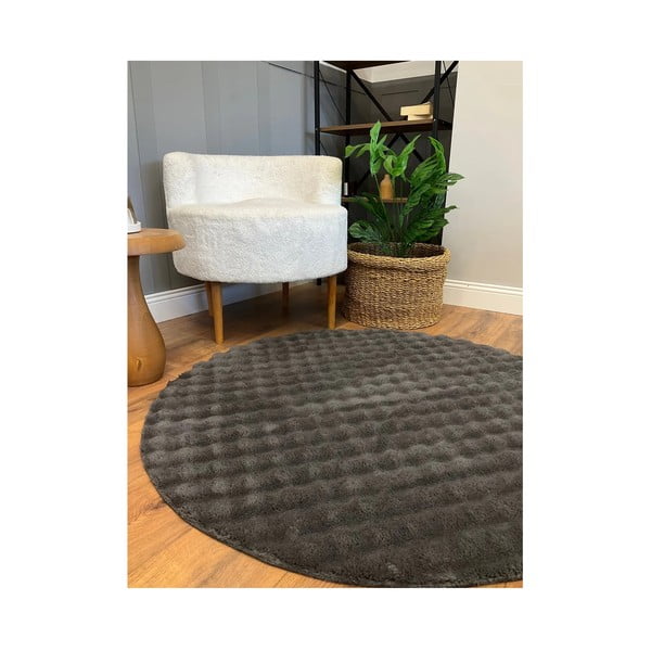 Skalbiamas apvalios formos kilimas antracito spalvos ø 120 cm Bubbly – Oyo Concept-image-2