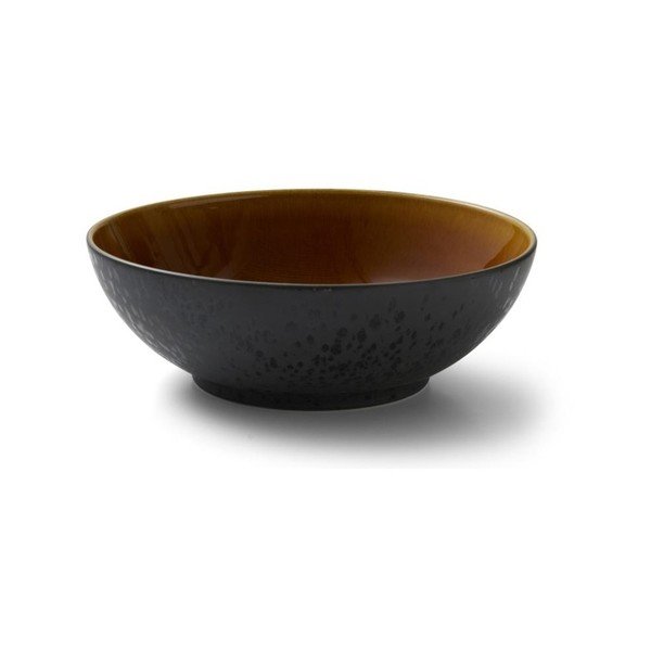 Juodos spalvos akmens masės salotinė su vidine ochros spalvos glazūra Bitz Mensa, ⌀ 30 cm-image-1