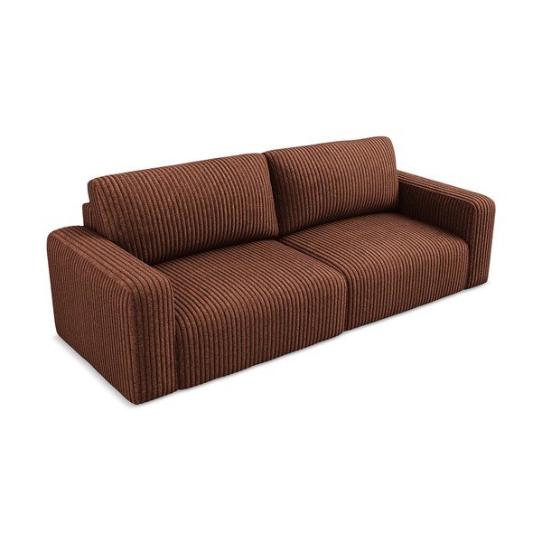Terakotos spalvos sulankstoma/su sandėliavimo vieta sofa iš kordinio velveto 252 cm Kona – Makamii-image-3