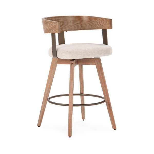 Kreminės spalvos/natūralios spalvos iš audinio baro taburėtės su porankiais 2 vnt. Ilia – MOME