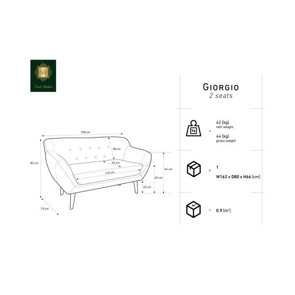 Žalia dvivietė sofa Mazzini Sofas Amelie-image-1