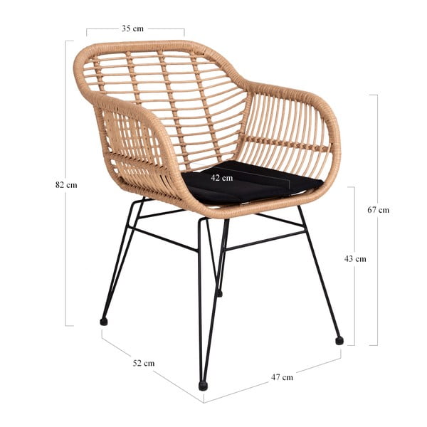 2 sodo krėslų komplektas iš dirbtinio rotango House Nordic Trieste-image-4