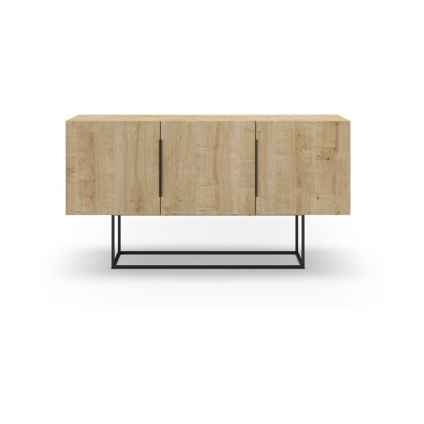 Žema šoninė spintelė natūralios spalvos iš ąžuolo 150x80 cm Titan – Marckeric