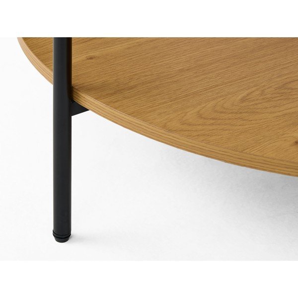 Natūralios spalvos apvalios formos kavos staliukas su stikliniu stalviršiu ø 84 cm Hassel – Unique Furniture-image-4