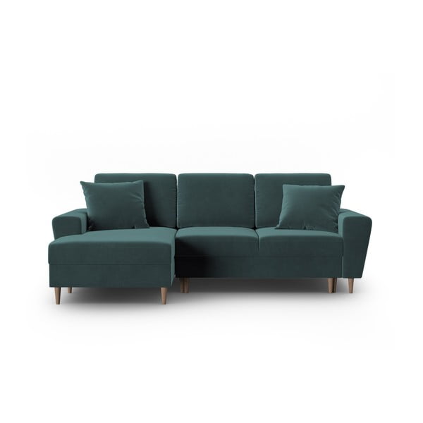Smaragdinės spalvos iš velveto sulankstoma/su sandėliavimo vieta kampinė sofa (su kairiuoju kampu/su gultu) Kyoto – Cosmopolitan Design